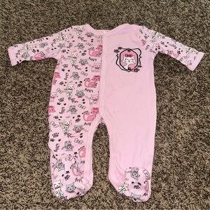 5 for $25 Charming Pink Cat Print Kids Footie